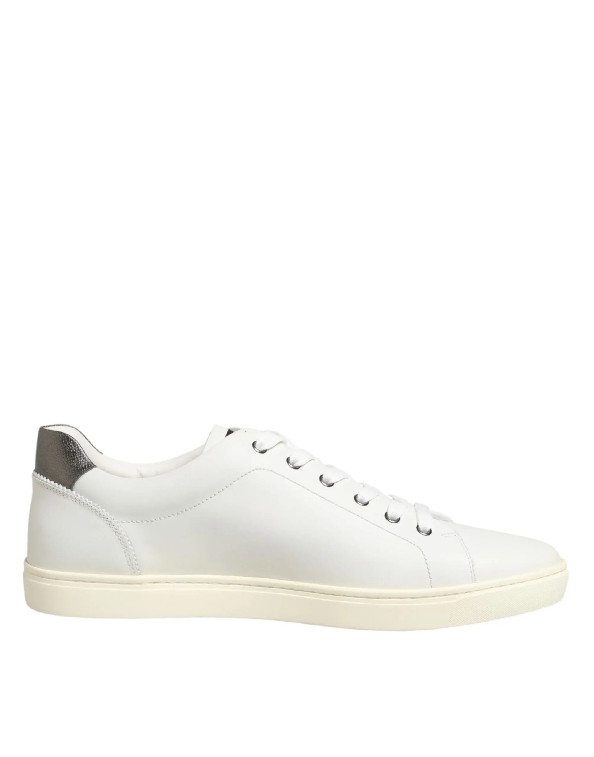 Dolce & Gabbana White Leather Heart Embellished Sneakers Shoes - Zeiniez