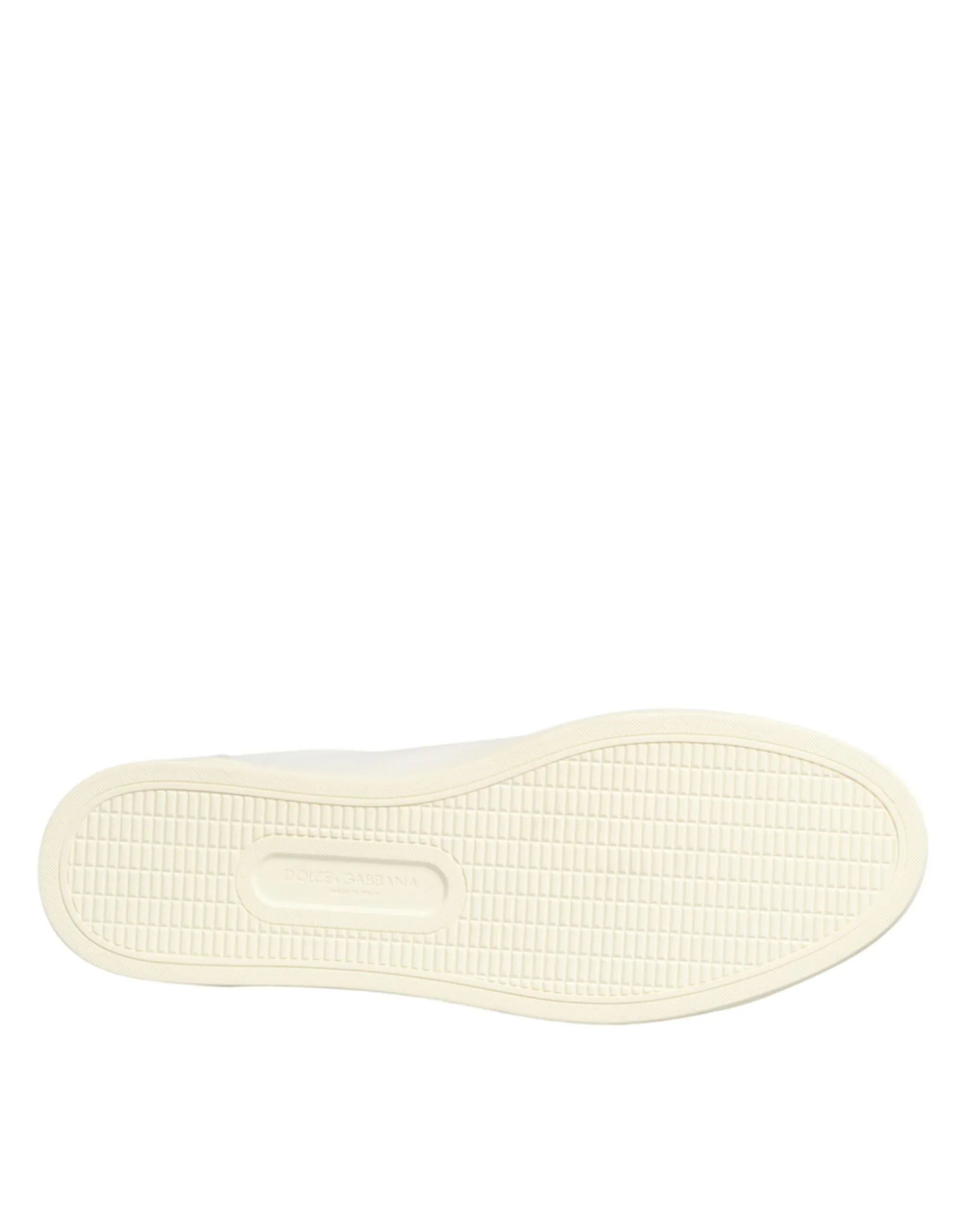 Dolce & Gabbana White Leather Heart Embellished Sneakers Shoes - Zeiniez