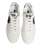 Dolce & Gabbana White Leather Heart Embellished Sneakers Shoes - Zeiniez