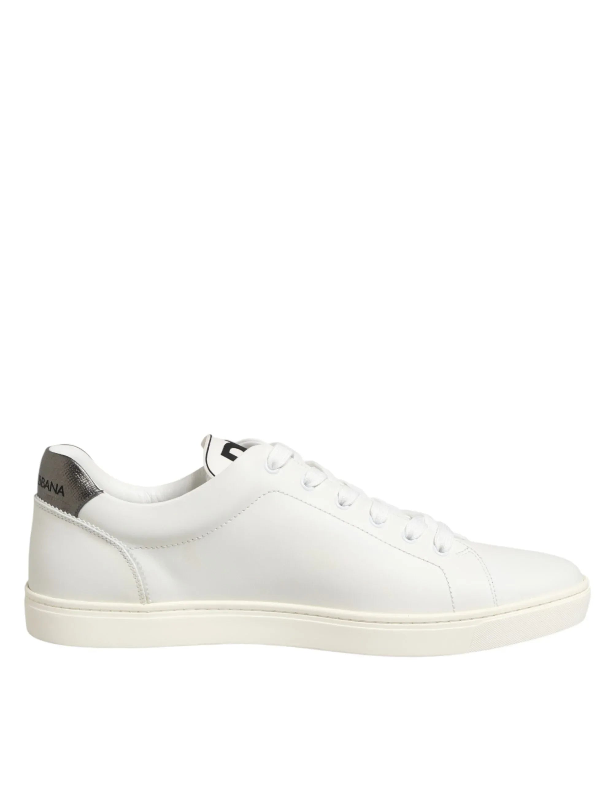 Dolce & Gabbana White Leather Heart Embellished Sneakers Shoes - Zeiniez