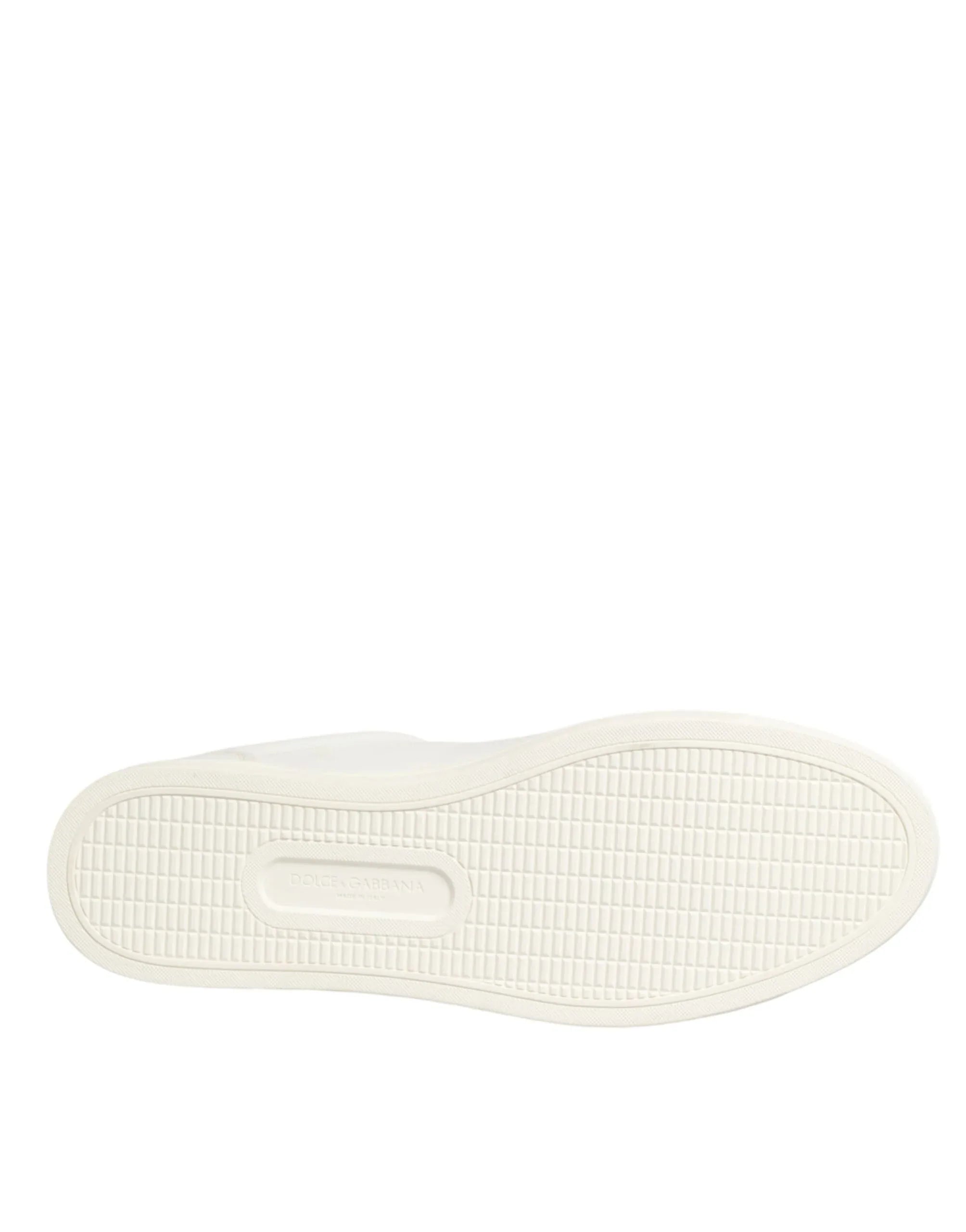 Dolce & Gabbana White Leather Heart Embellished Sneakers Shoes - Zeiniez