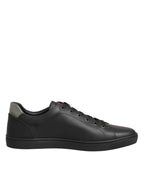 Dolce & Gabbana Black Leather Heart Embellished Sneakers Shoes - Zeiniez