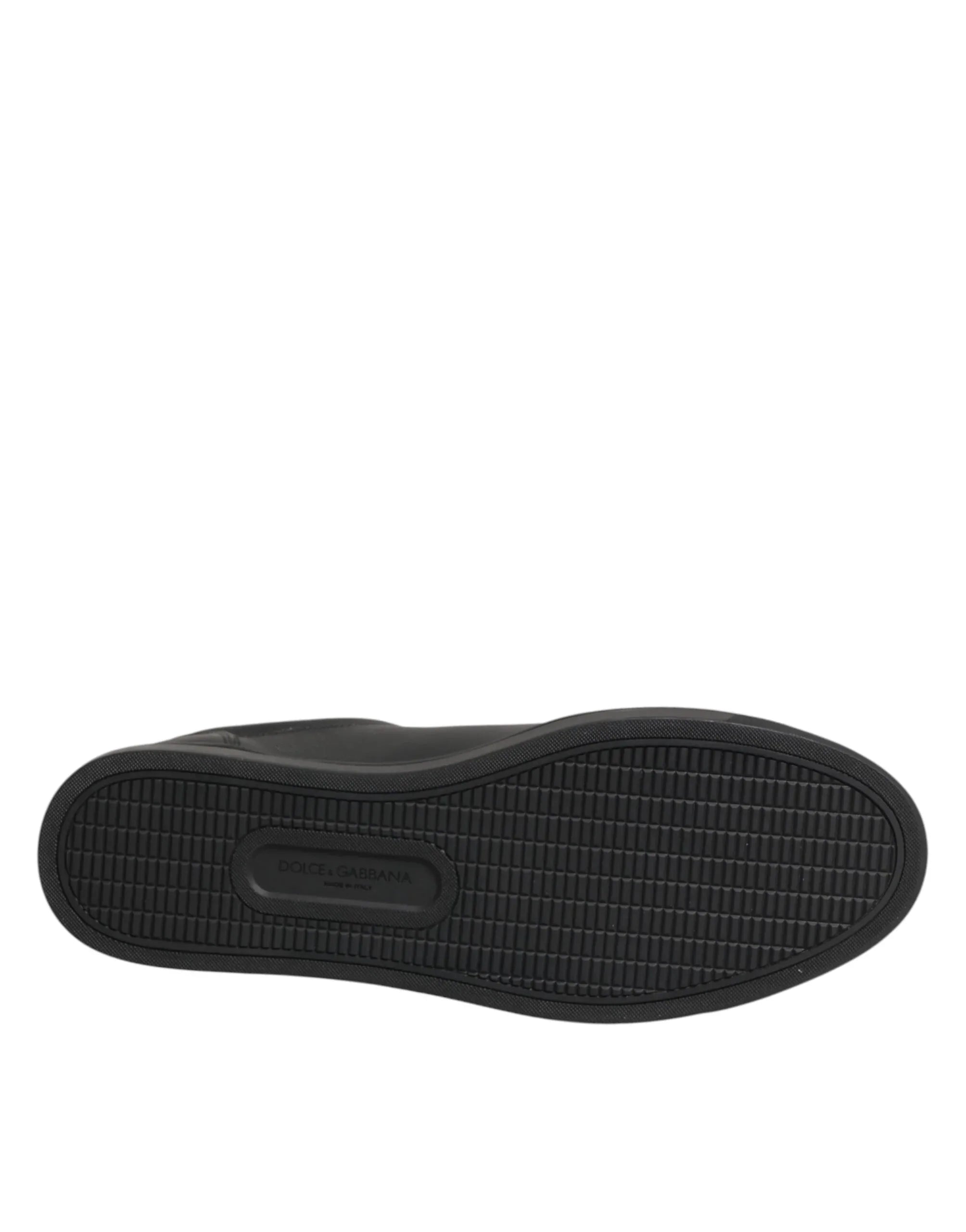 Dolce & Gabbana Black Leather Heart Embellished Sneakers Shoes - Zeiniez