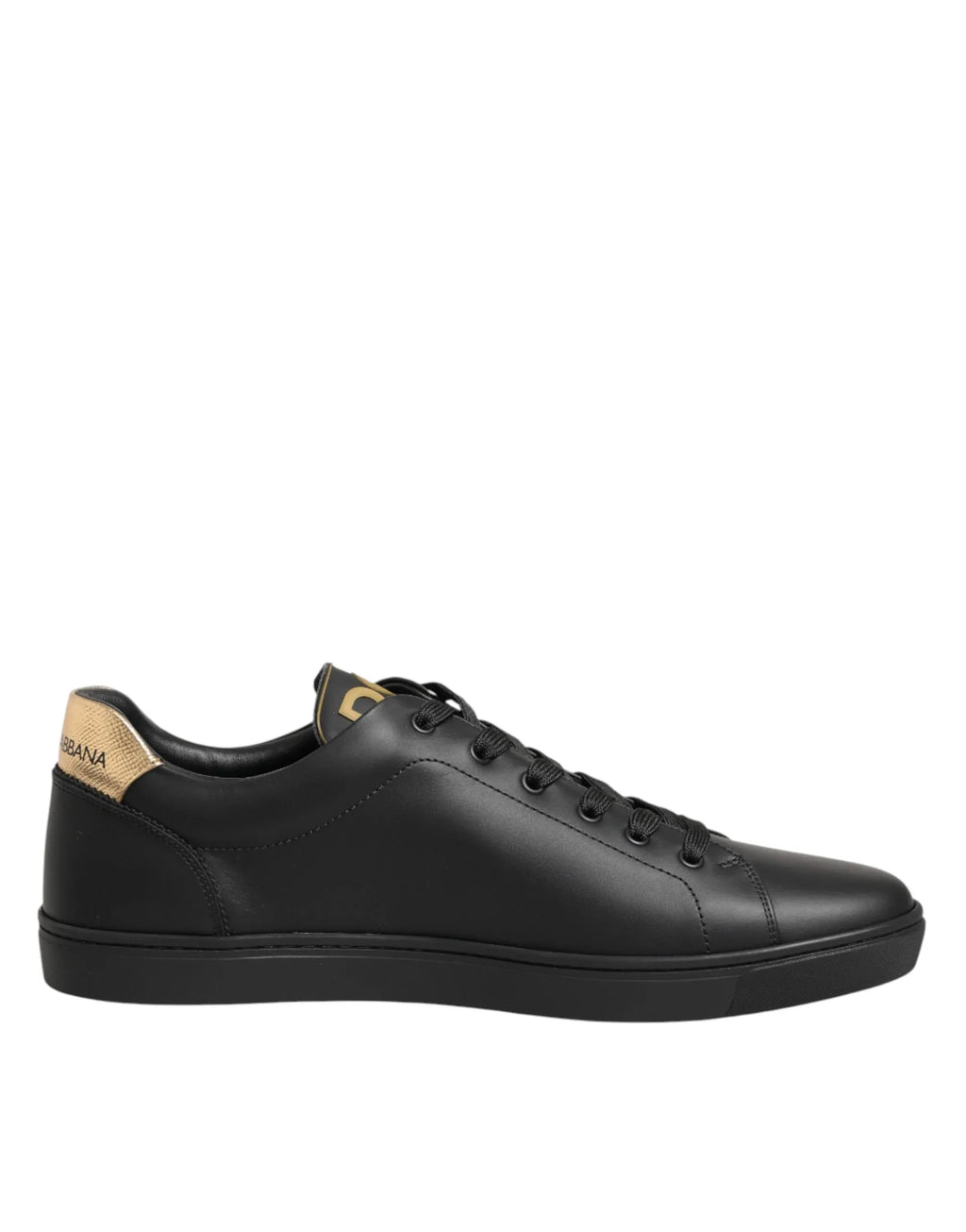 Dolce & Gabbana Black Leather Heart Embellished Sneakers Shoes - Zeiniez