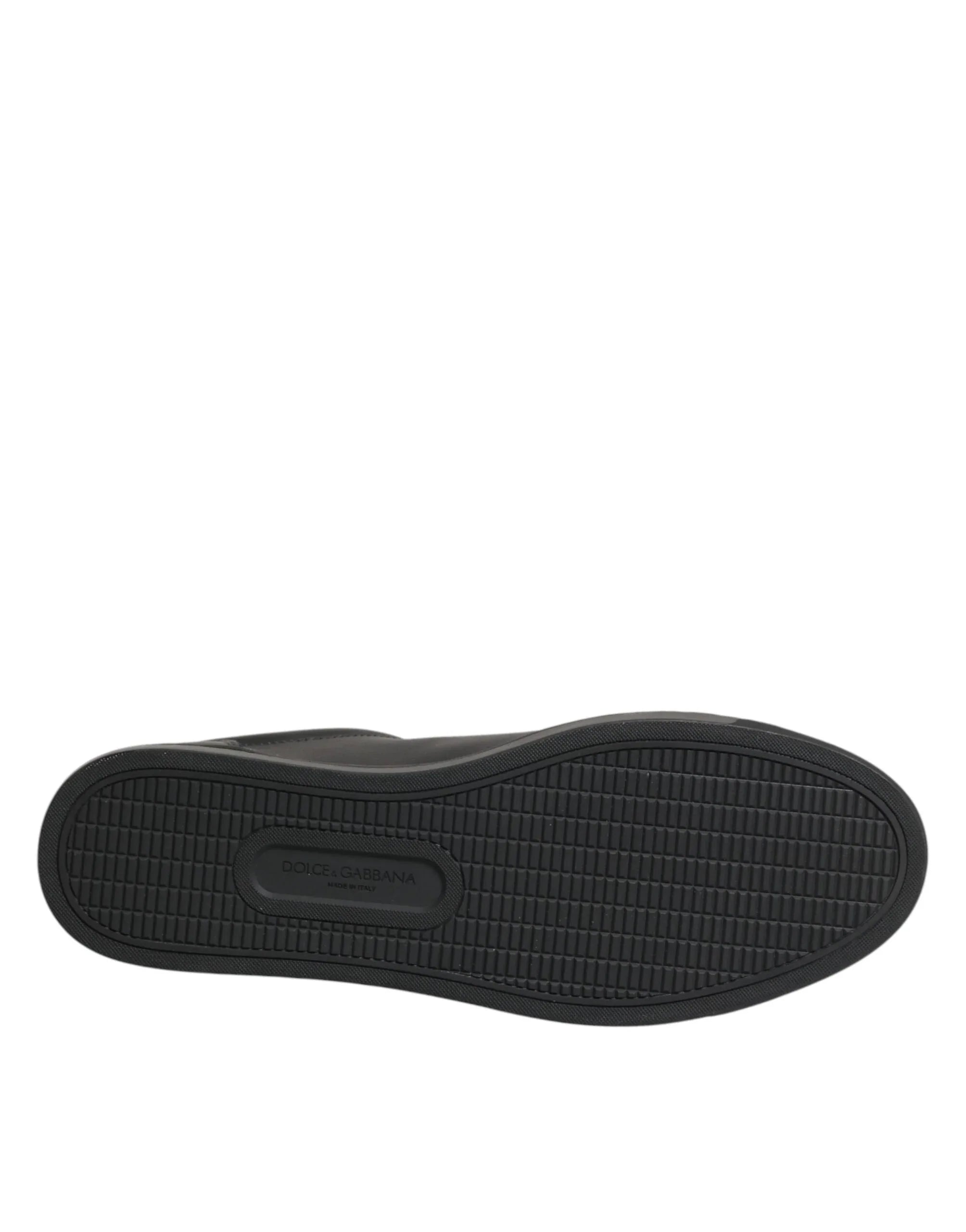 Dolce & Gabbana Black Leather Heart Embellished Sneakers Shoes - Zeiniez