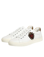 Dolce & Gabbana White Heart Embellished Sneakers Shoes - Zeiniez