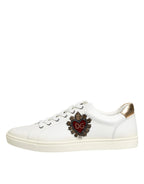 Dolce & Gabbana White Heart Embellished Sneakers Shoes - Zeiniez