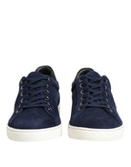 Dolce & Gabbana Blue Leather Suede Low Top Sneakers Shoes - Zeiniez