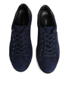 Dolce & Gabbana Blue Leather Suede Low Top Sneakers Shoes - Zeiniez