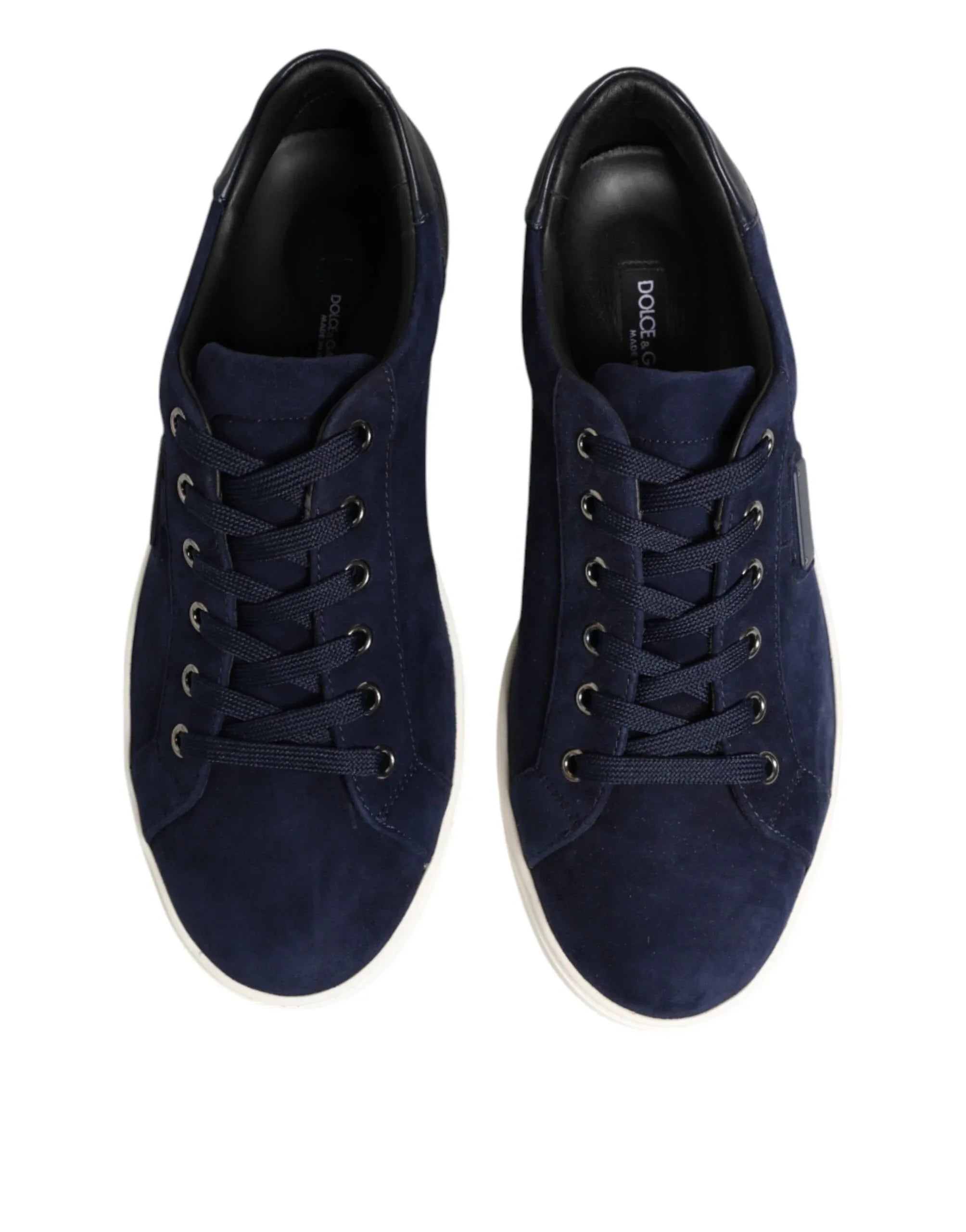 Dolce & Gabbana Blue Leather Suede Low Top Sneakers Shoes - Zeiniez
