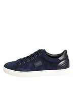 Dolce & Gabbana Blue Leather Suede Low Top Sneakers Shoes - Zeiniez