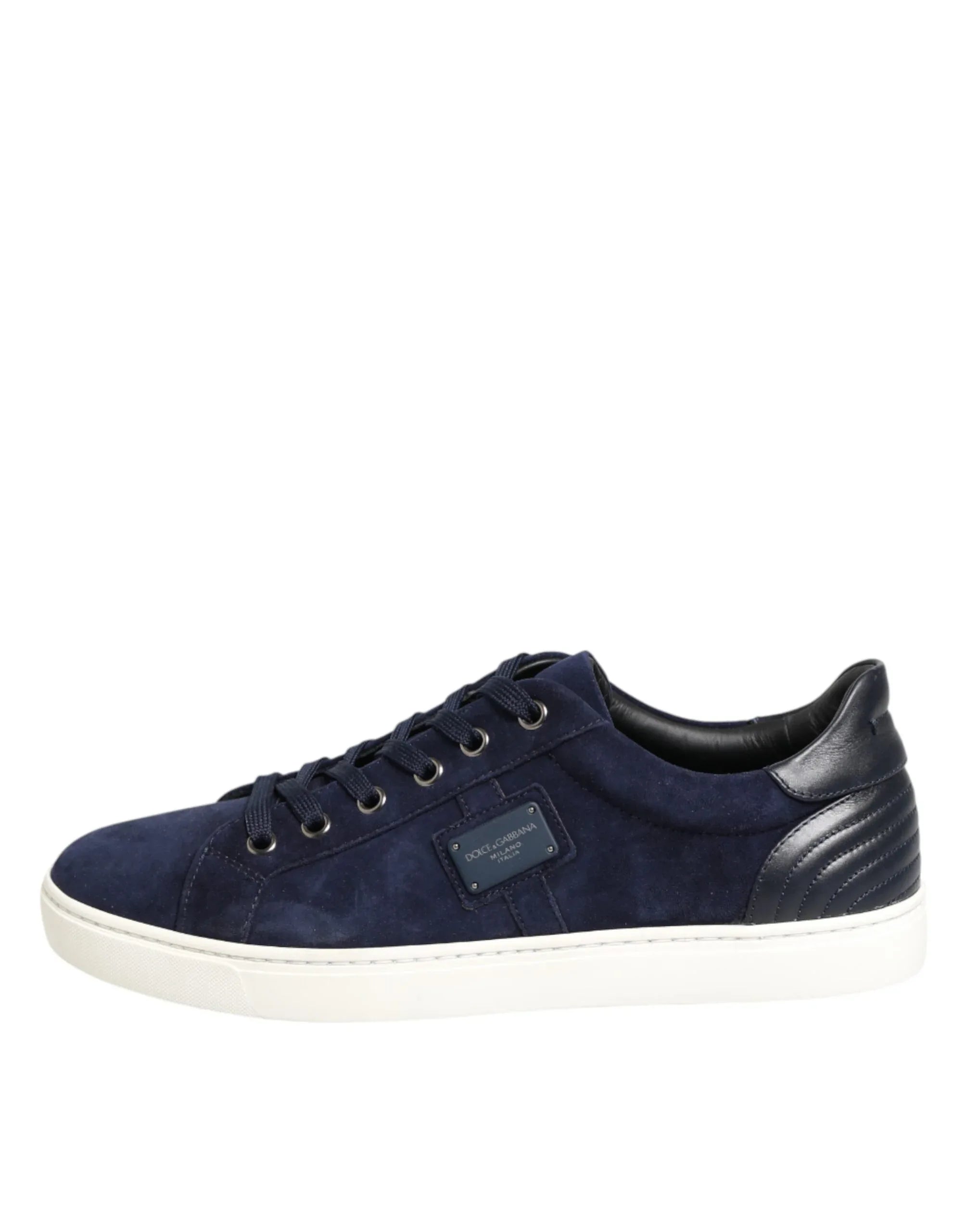 Dolce & Gabbana Blue Leather Suede Low Top Sneakers Shoes - Zeiniez