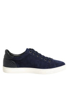 Dolce & Gabbana Blue Leather Suede Low Top Sneakers Shoes - Zeiniez