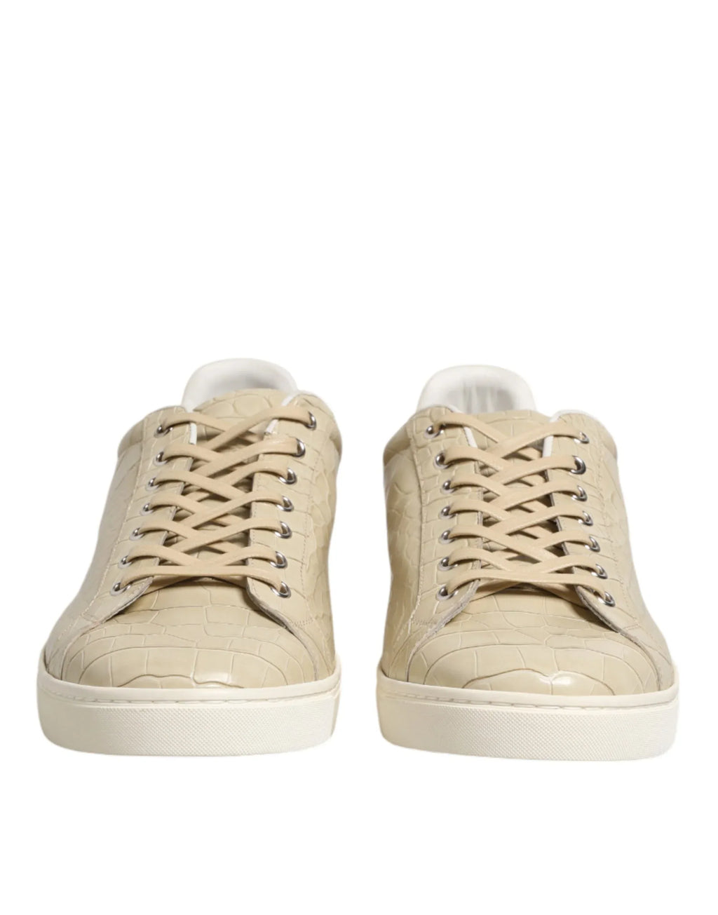 Dolce & Gabbana Beige London Low Top Leather Sneakers Shoes - Zeiniez