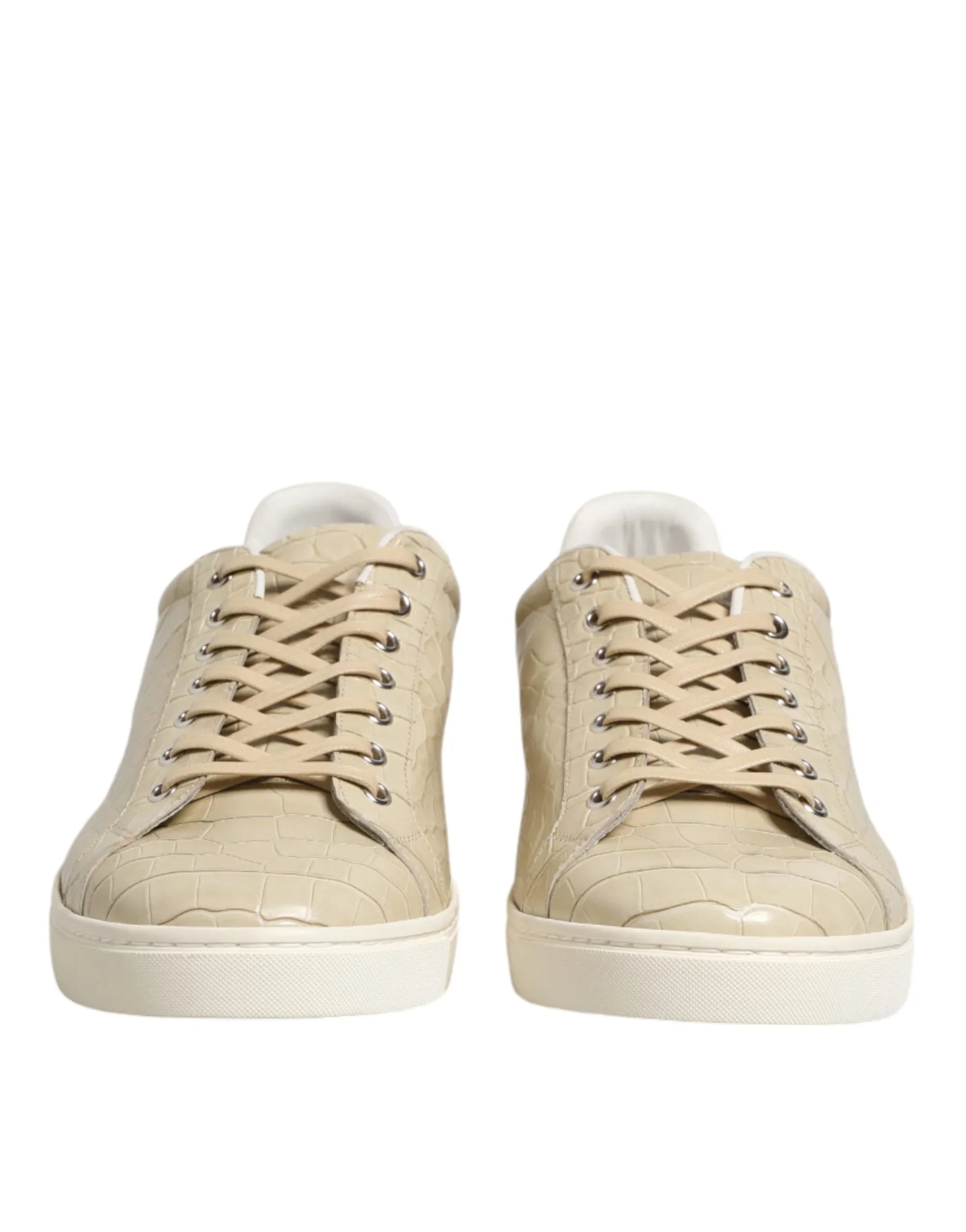 Dolce & Gabbana Beige London Low Top Leather Sneakers Shoes - Zeiniez