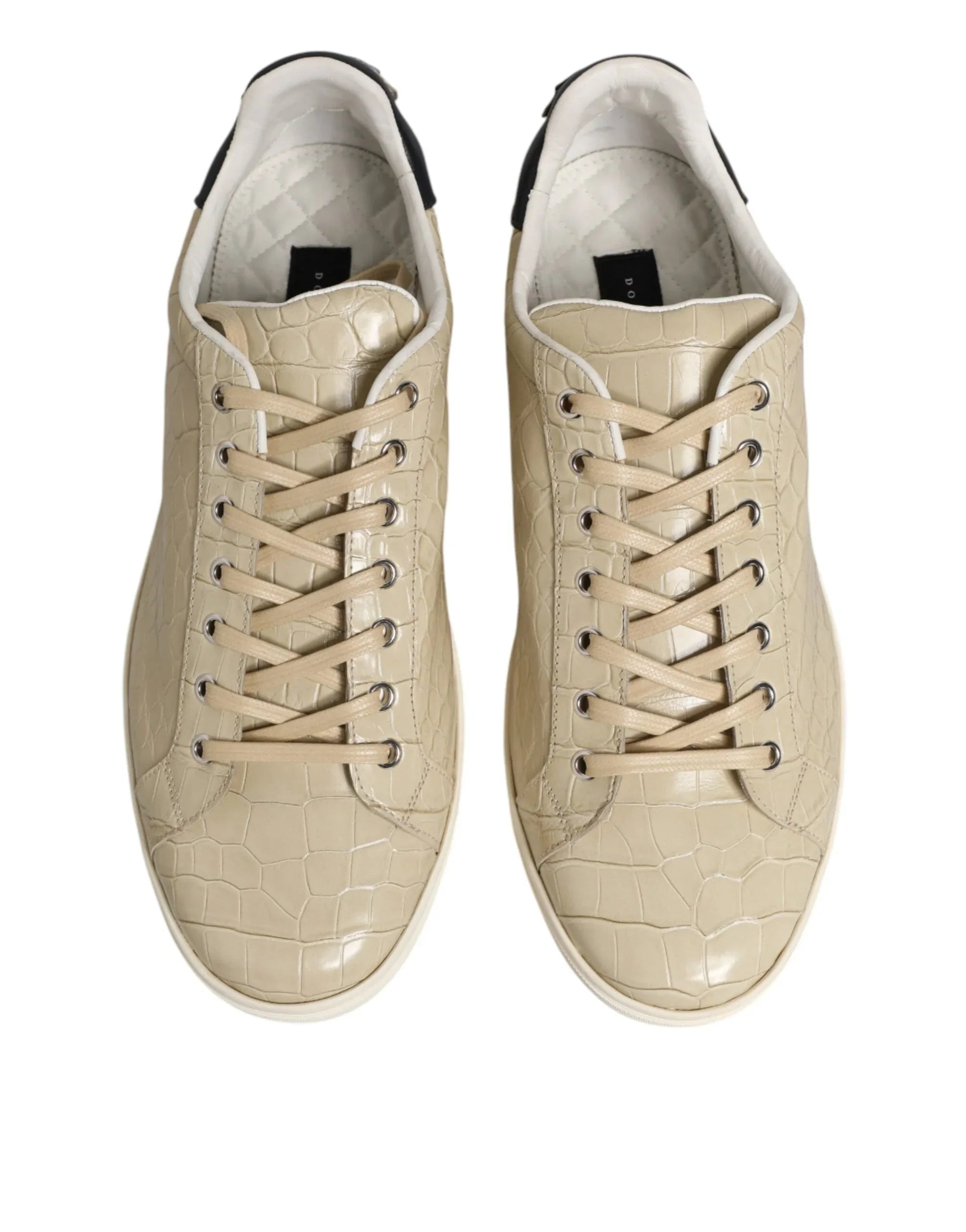 Dolce & Gabbana Beige London Low Top Leather Sneakers Shoes - Zeiniez