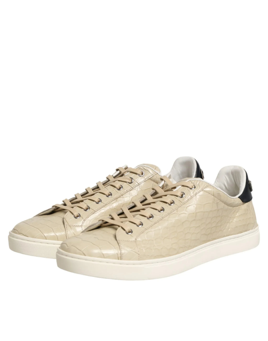 Dolce & Gabbana Beige London Low Top Leather Sneakers Shoes - Zeiniez