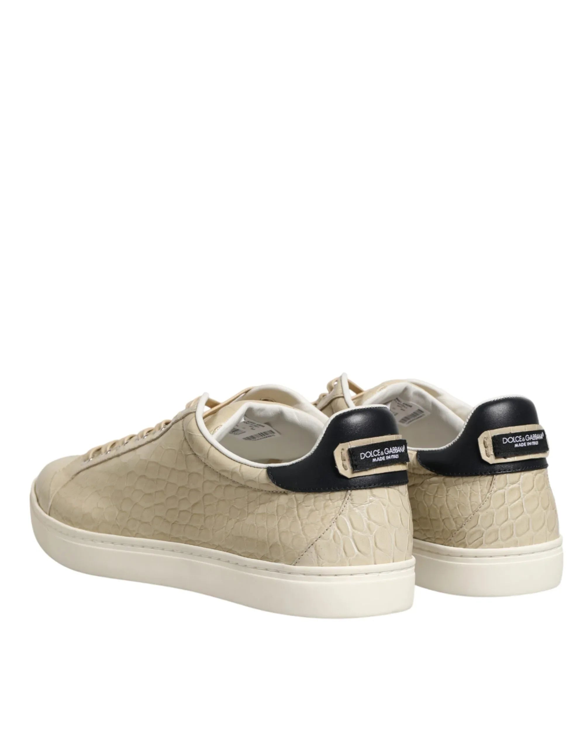 Dolce & Gabbana Beige London Low Top Leather Sneakers Shoes - Zeiniez