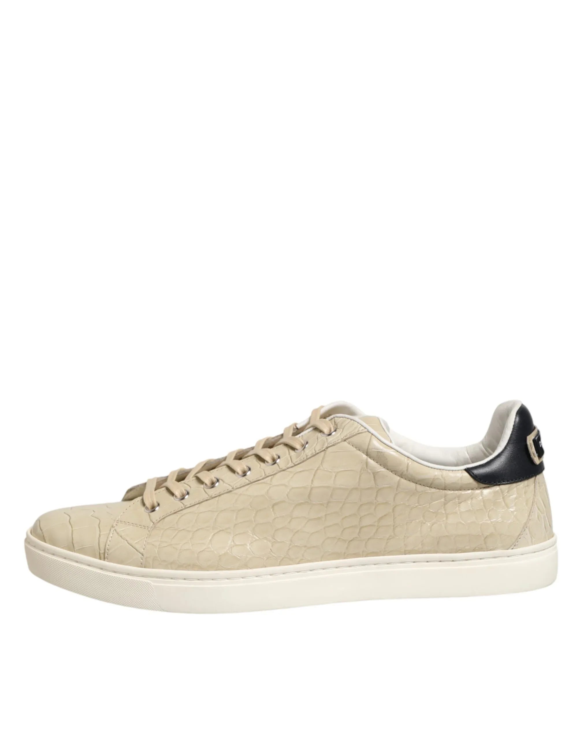 Dolce & Gabbana Beige London Low Top Leather Sneakers Shoes - Zeiniez