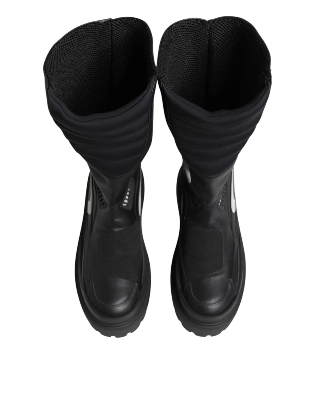 Dolce & Gabbana Black Leather Mid Calf Biker Boots Shoes - Zeiniez