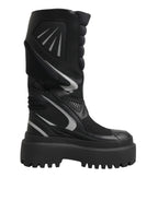 Dolce & Gabbana Black Leather Mid Calf Biker Boots Shoes - Zeiniez