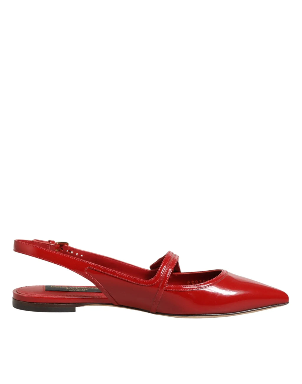 Dolce & Gabbana Red Leather Slingback Flats Sandals Shoes - Zeiniez