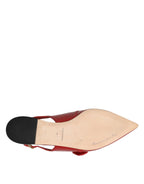 Dolce & Gabbana Red Leather Slingback Flats Sandals Shoes - Zeiniez