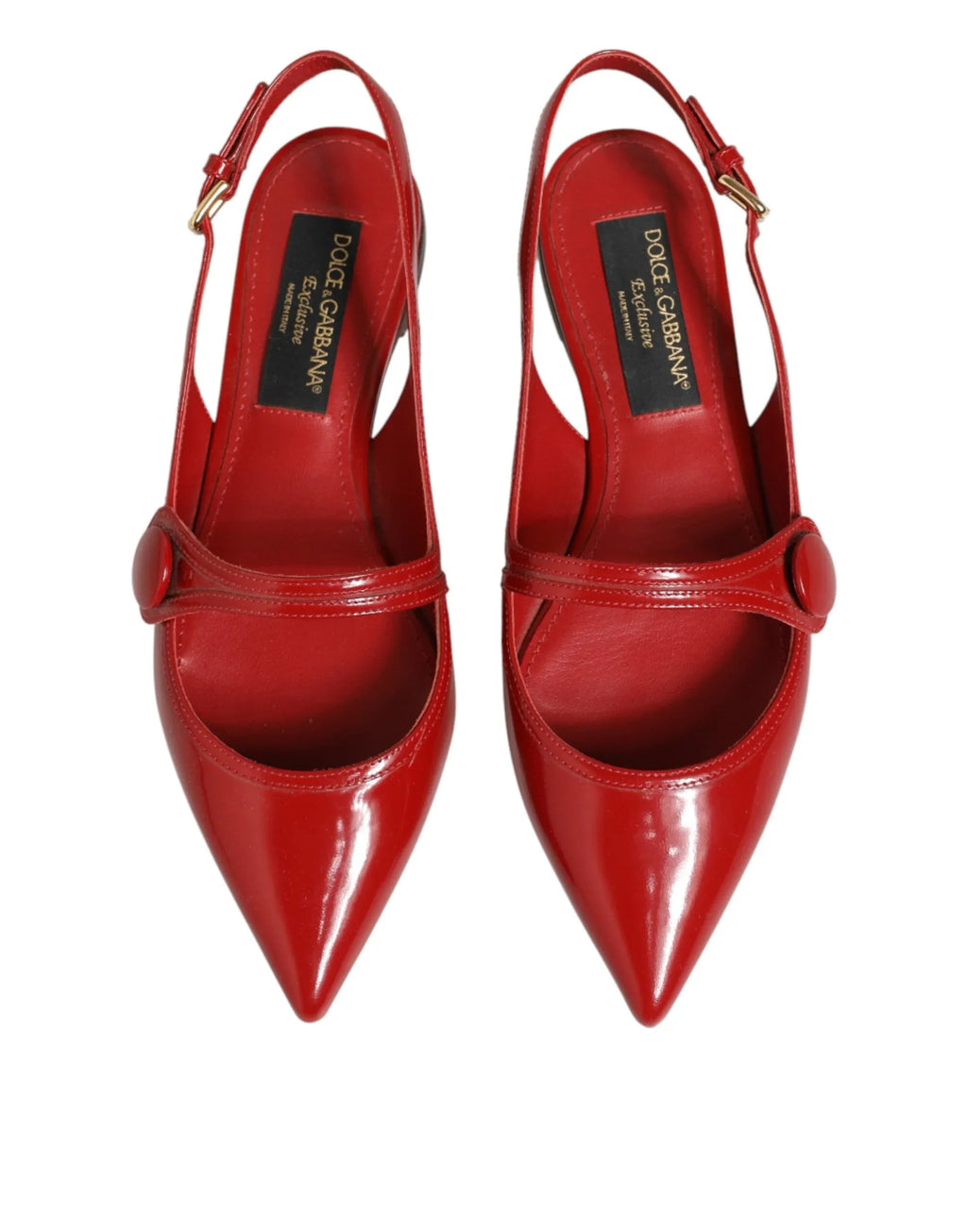 Dolce & Gabbana Red Leather Slingback Flats Sandals Shoes - Zeiniez