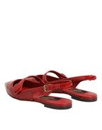Dolce & Gabbana Red Leather Slingback Flats Sandals Shoes - Zeiniez