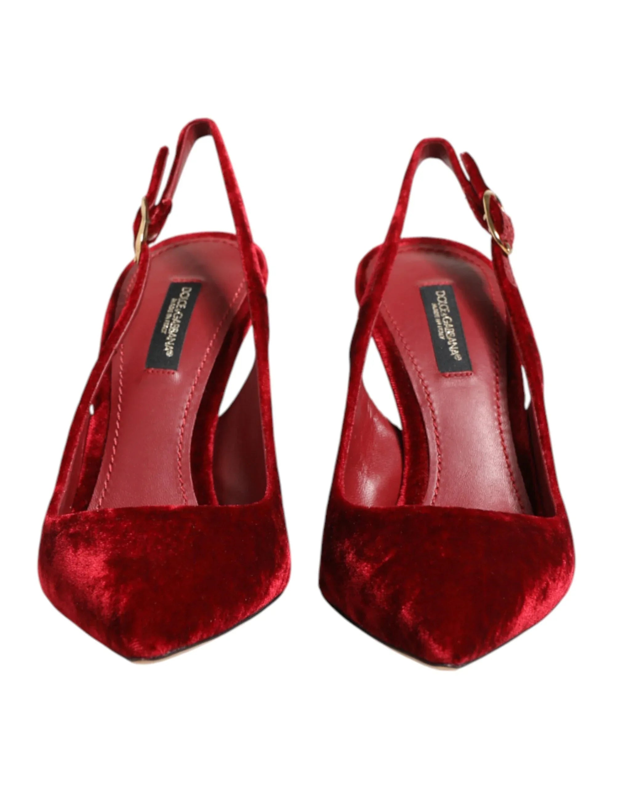 Dolce & Gabbana Red Suede High Heels Slingbacks Sandals Shoes - Zeiniez