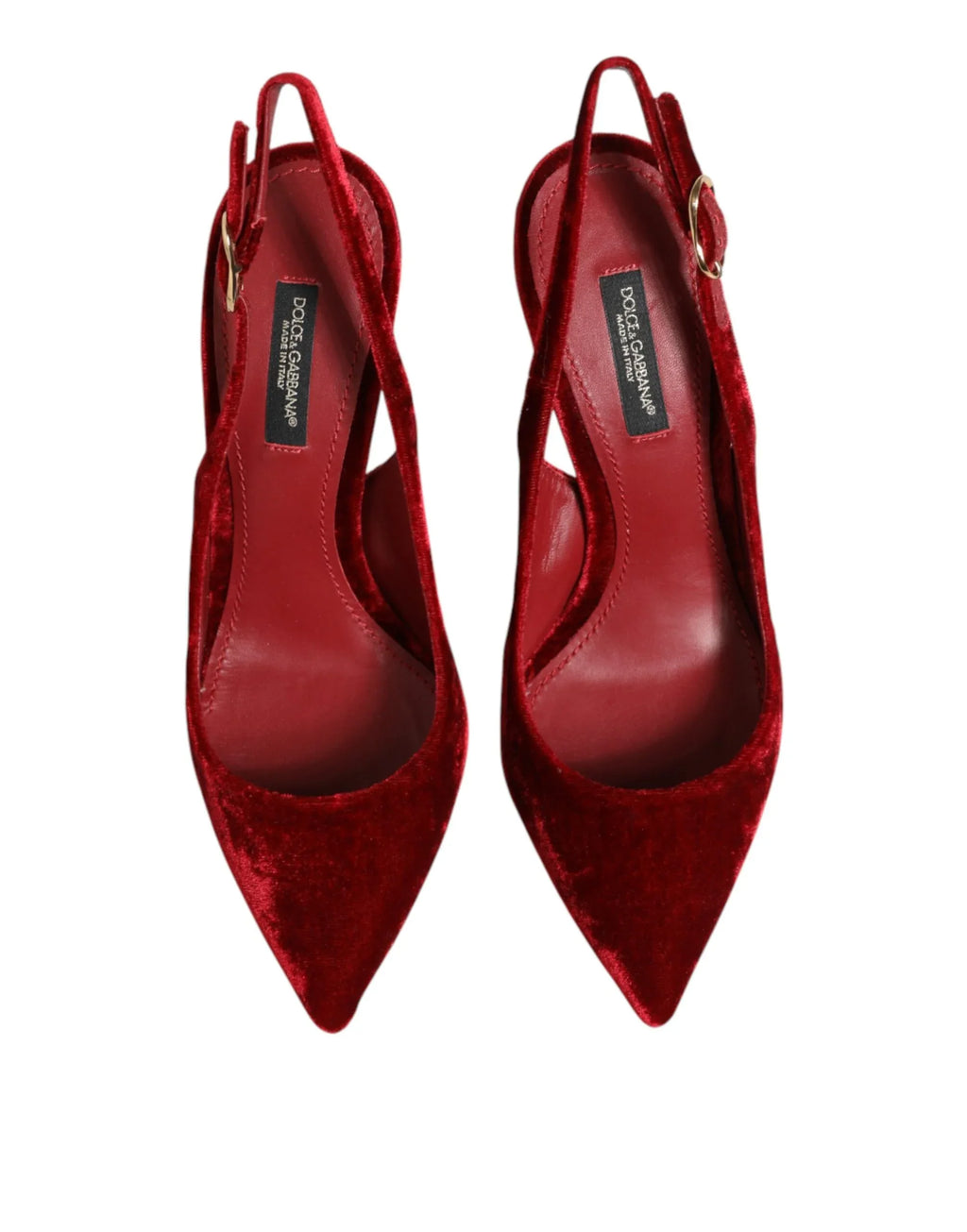 Dolce & Gabbana Red Suede High Heels Slingbacks Sandals Shoes - Zeiniez
