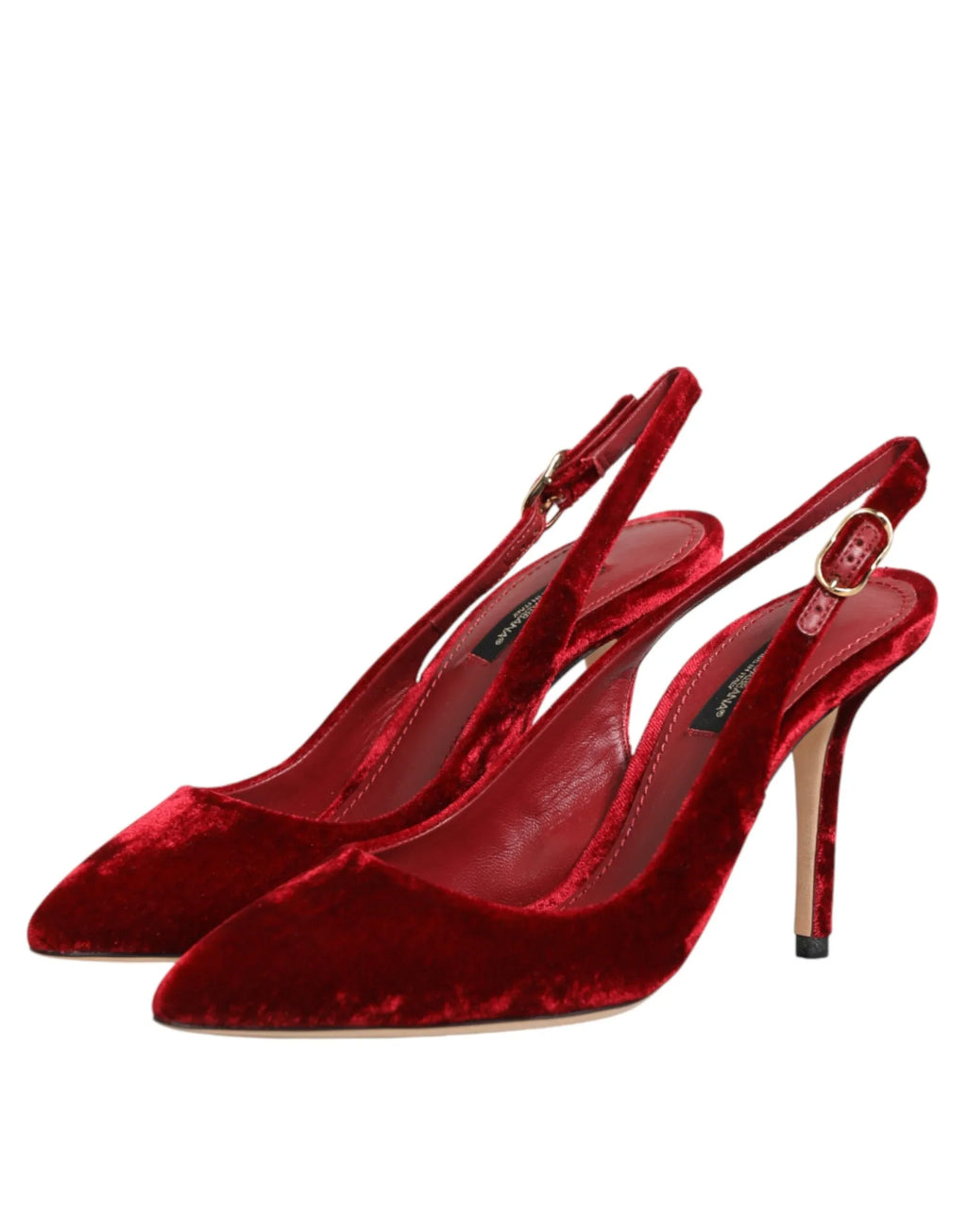 Dolce & Gabbana Red Suede High Heels Slingbacks Sandals Shoes - Zeiniez