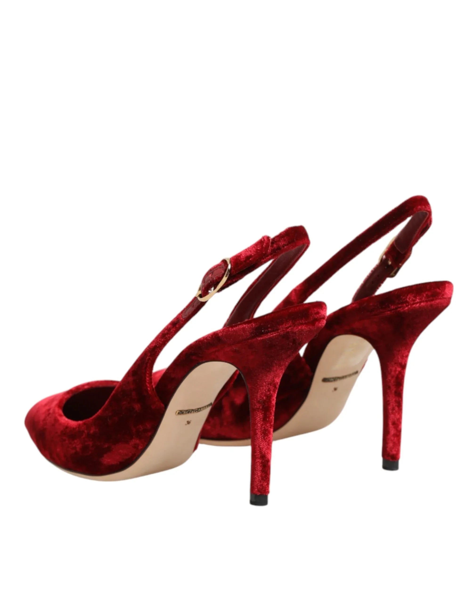 Dolce & Gabbana Red Suede High Heels Slingbacks Sandals Shoes - Zeiniez