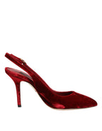 Dolce & Gabbana Red Suede High Heels Slingbacks Sandals Shoes - Zeiniez