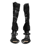 Dolce & Gabbana Black Floral Lace Heels SANDALS Shoes - Zeiniez