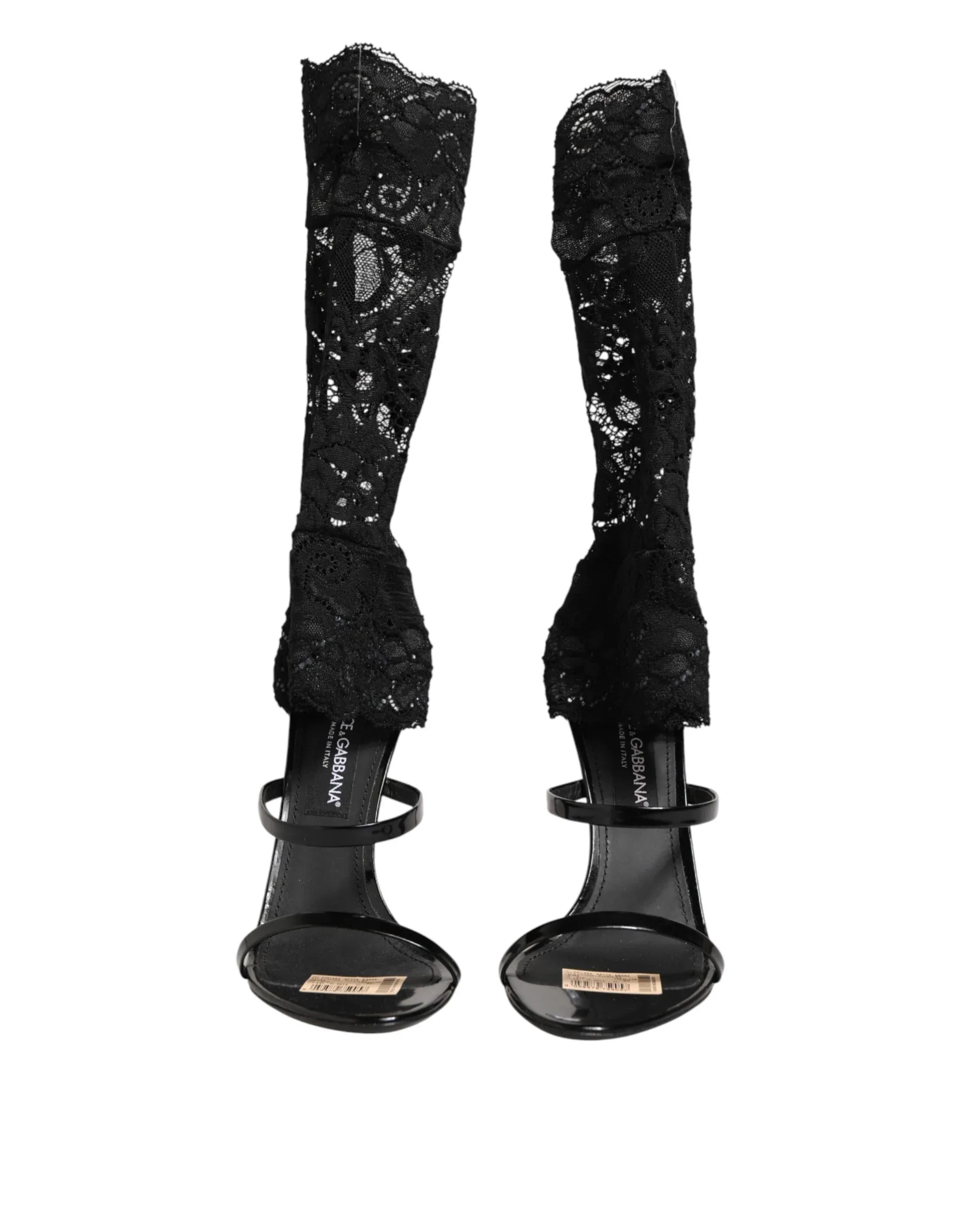 Dolce & Gabbana Black Floral Lace Heels SANDALS Shoes - Zeiniez