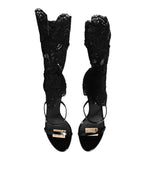 Dolce & Gabbana Black Floral Lace Heels SANDALS Shoes - Zeiniez