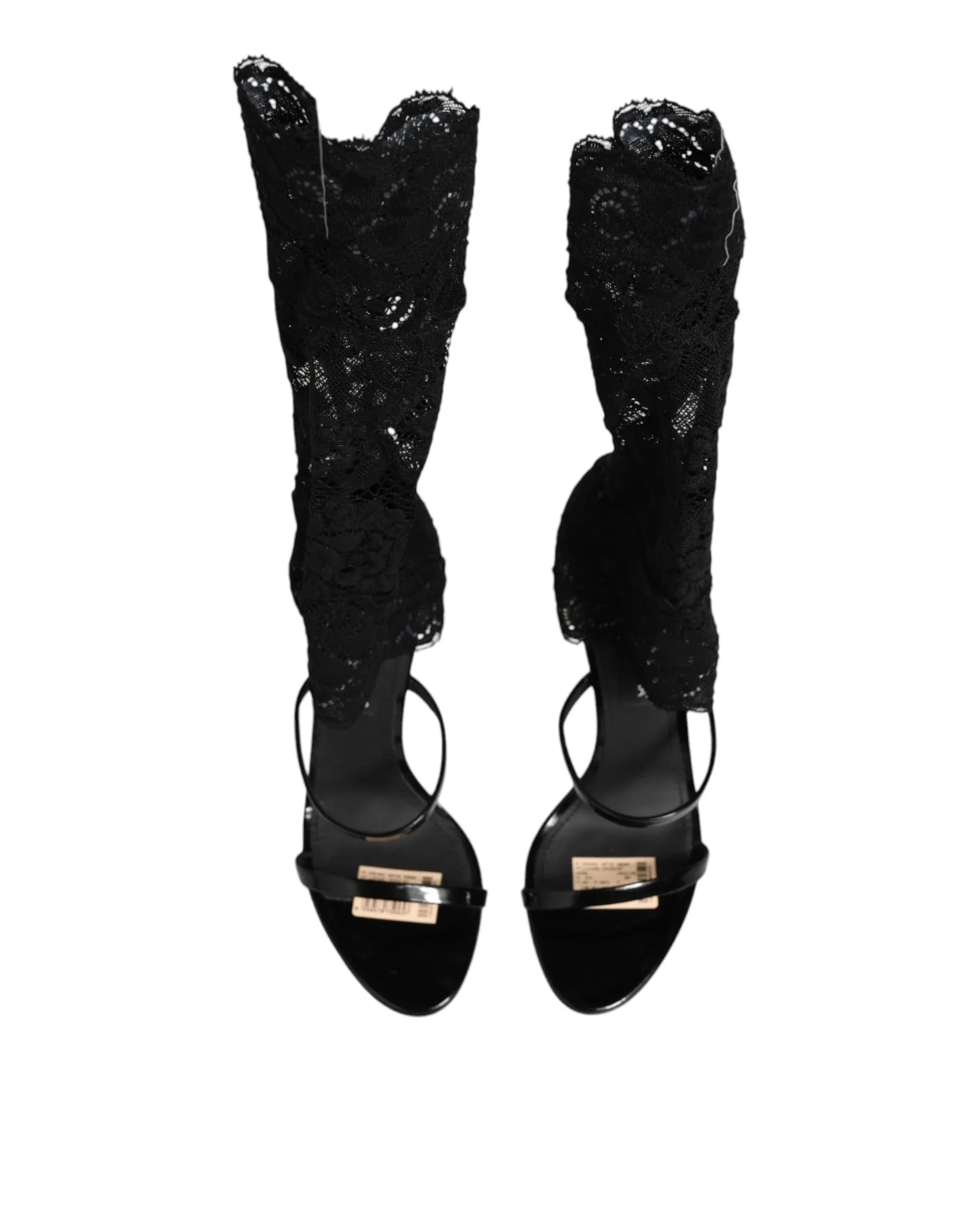 Dolce & Gabbana Black Floral Lace Heels SANDALS Shoes - Zeiniez