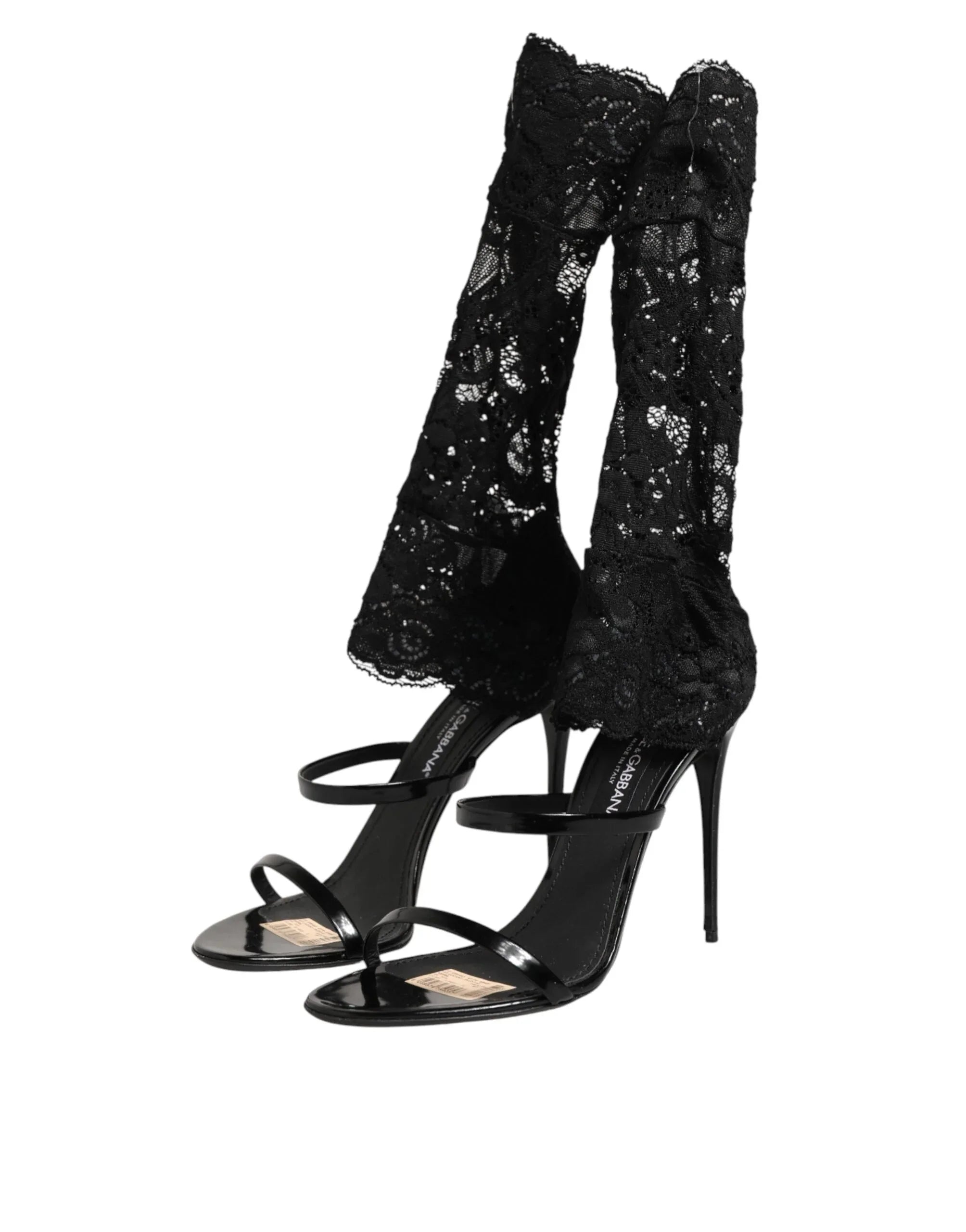 Dolce & Gabbana Black Floral Lace Heels SANDALS Shoes - Zeiniez