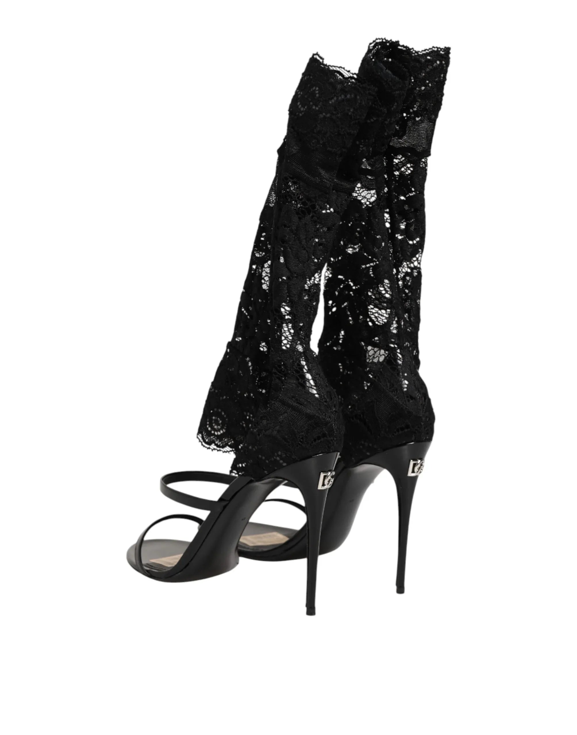 Dolce & Gabbana Black Floral Lace Heels SANDALS Shoes - Zeiniez