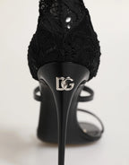 Dolce & Gabbana Black Floral Lace Heels SANDALS Shoes - Zeiniez