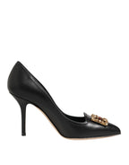 Dolce & Gabbana Black Leather DG Amore Heels Pumps Shoes - Zeiniez