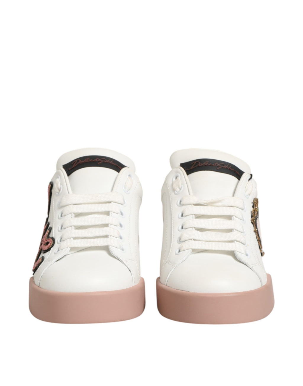 Dolce & Gabbana White Leather Sacred Heart Sneakers Shoes - Zeiniez