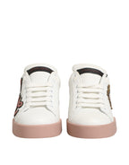 Dolce & Gabbana White Leather Sacred Heart Sneakers Shoes - Zeiniez