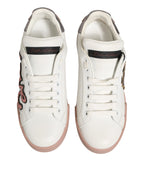 Dolce & Gabbana White Leather Sacred Heart Sneakers Shoes - Zeiniez