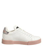 Dolce & Gabbana White Leather Sacred Heart Sneakers Shoes - Zeiniez