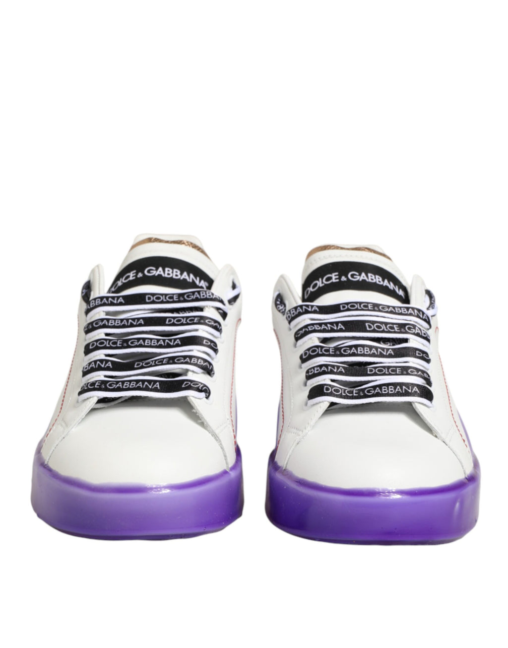 Dolce & Gabbana White Purple Leather Low Top Sneaker Shoes - Zeiniez