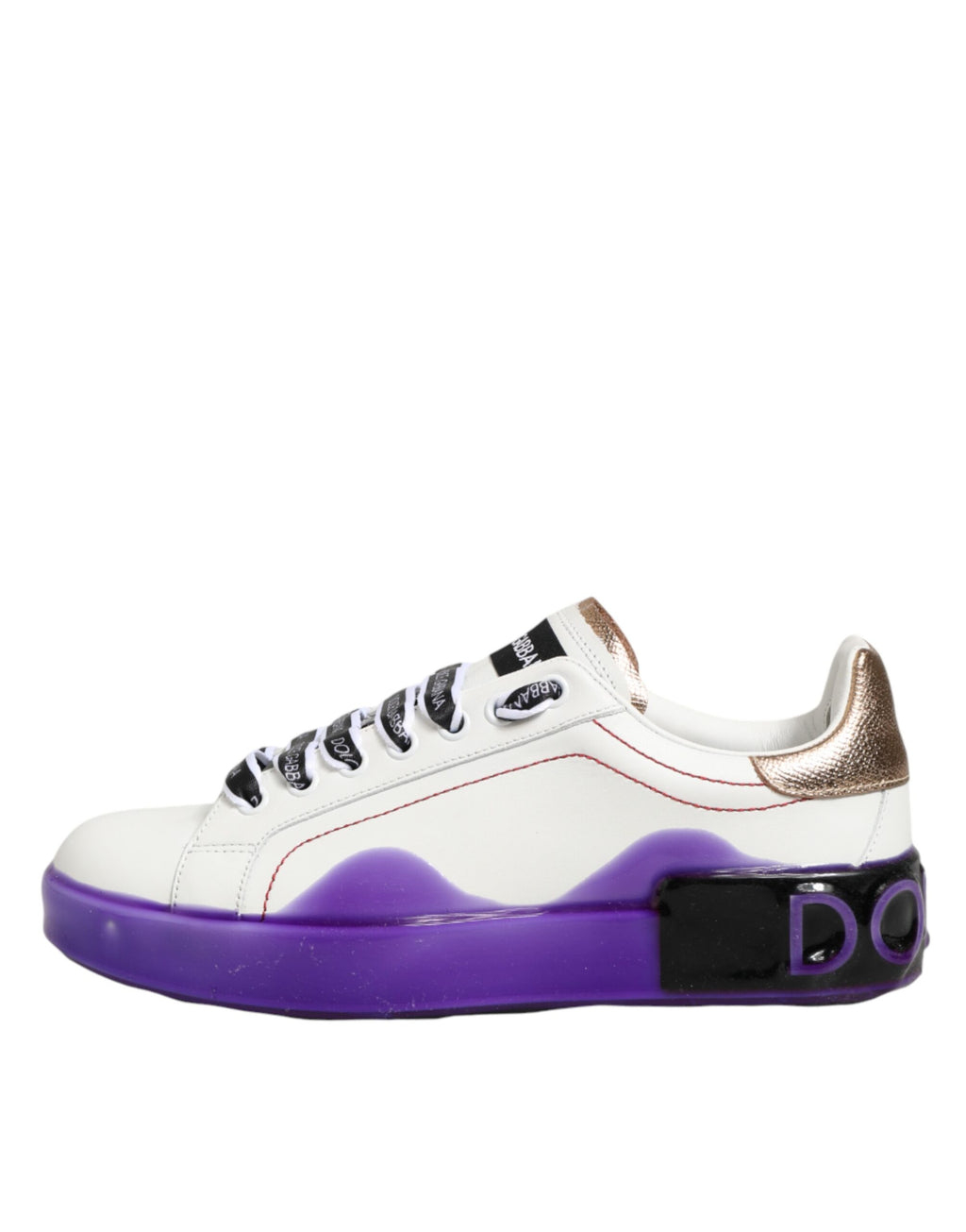 Dolce & Gabbana White Purple Leather Low Top Sneaker Shoes - Zeiniez