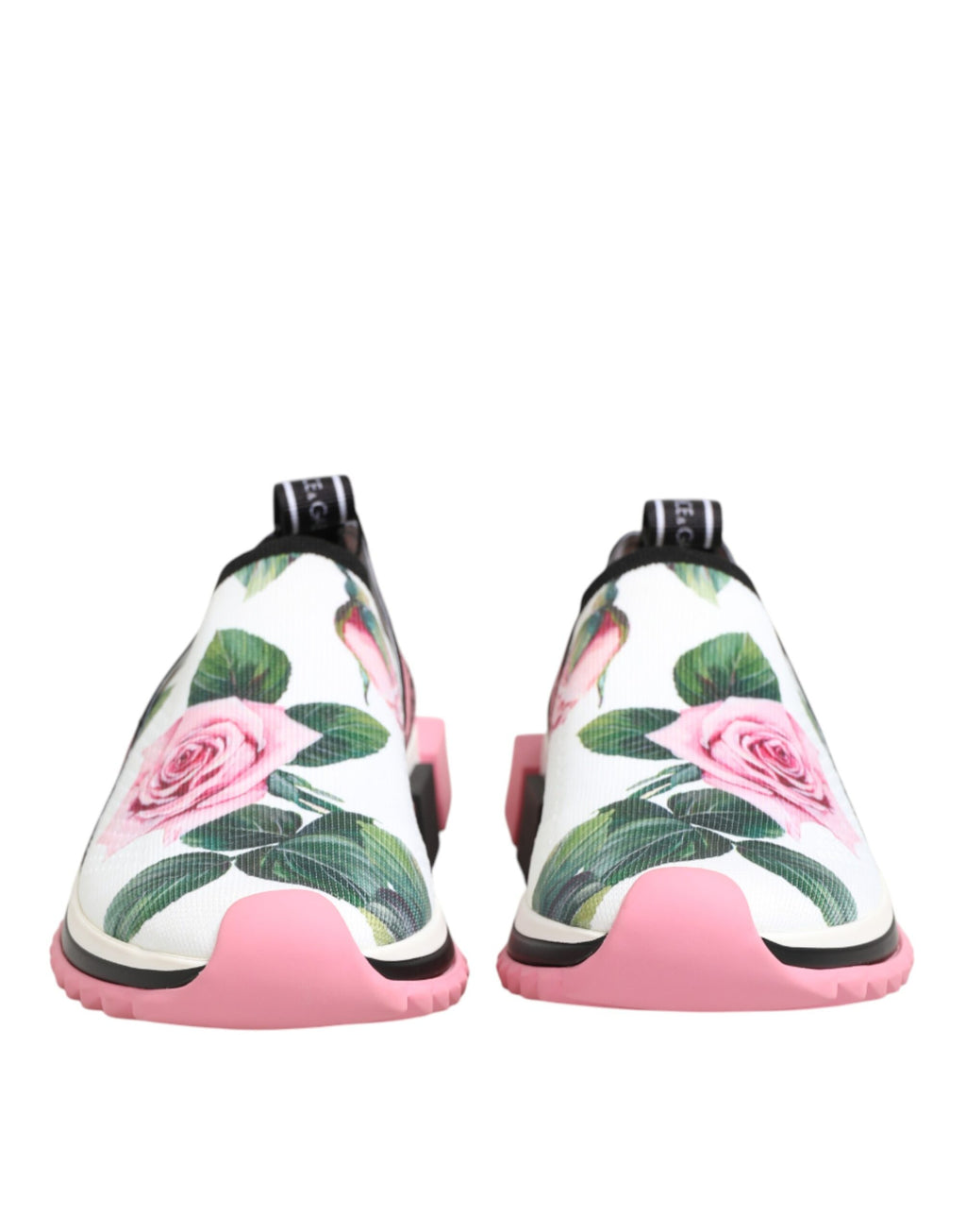 Dolce & Gabbana White Rose Print Sorrento Sneakers Shoes - Zeiniez