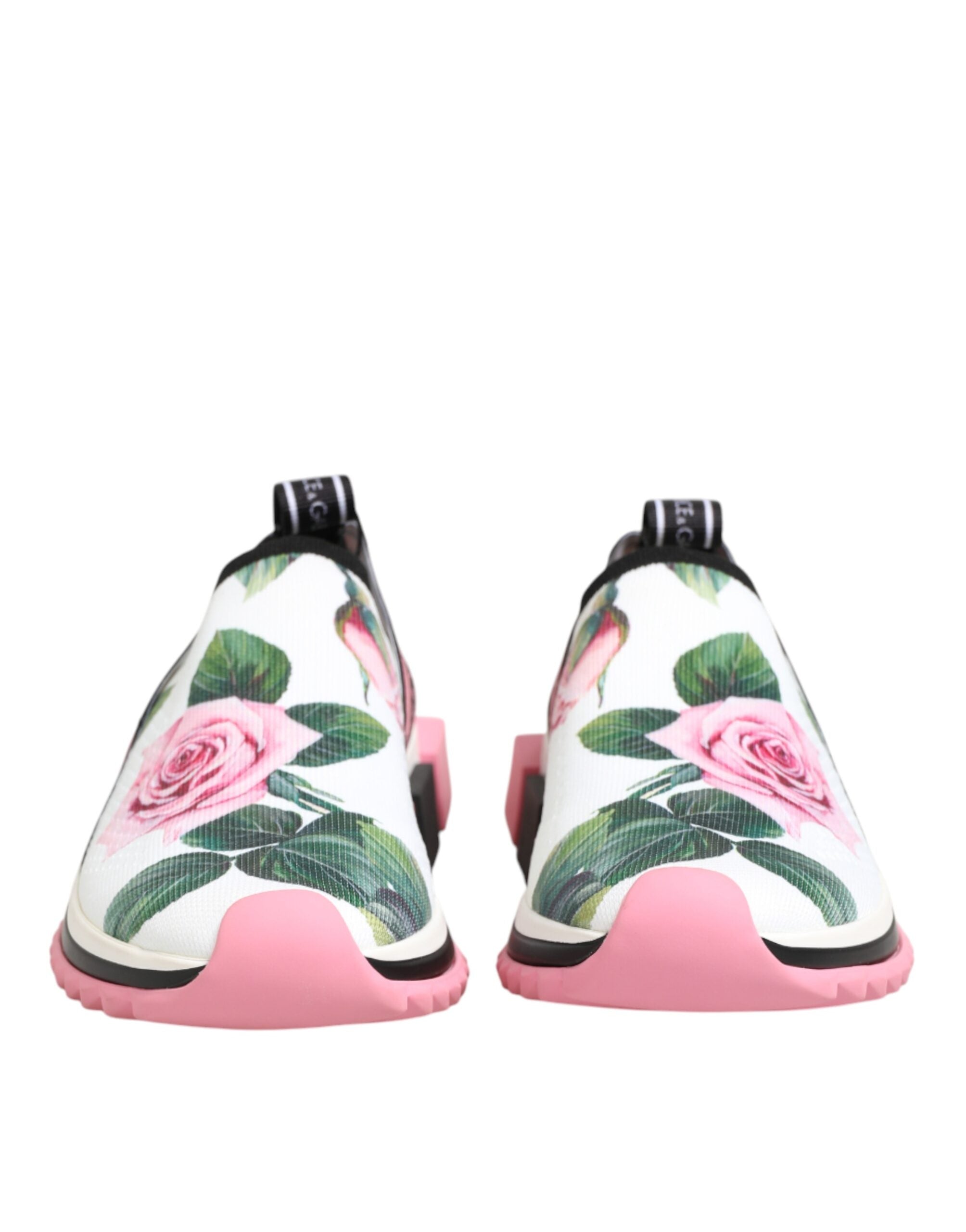 Dolce & Gabbana White Rose Print Sorrento Sneakers Shoes - Zeiniez